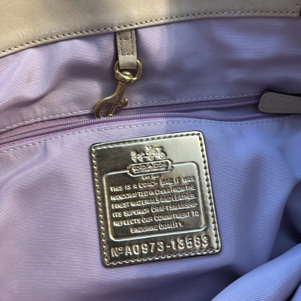 COACH MADISON LARGE CHAMPAGNE BEIGE OP ART SIGNATURE MAGAZINE TOTE BAG